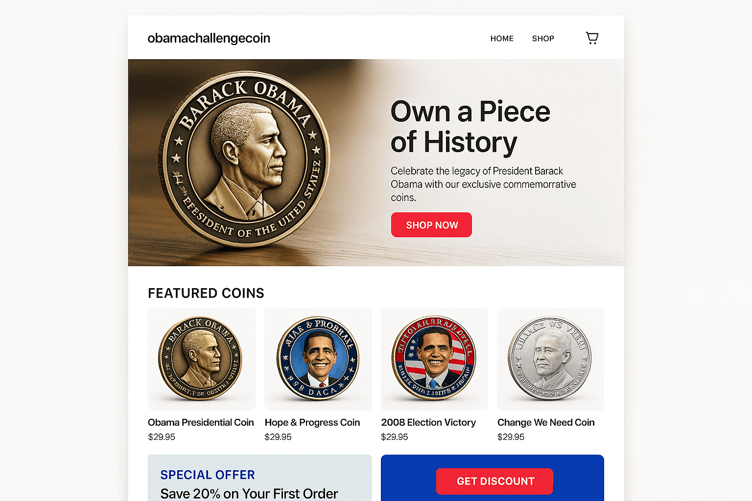 obamachallengecoin.com website mockup
